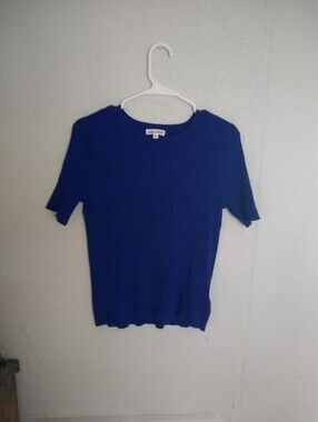 kathy ireland Bright Blue Cable Knit Crewneck Sweater